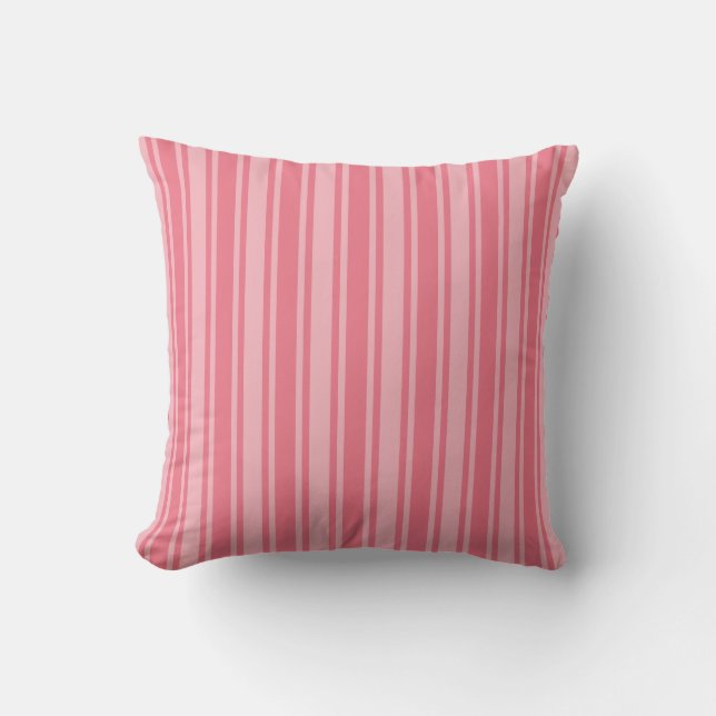 Coral pink candy stripes cushion (Front)