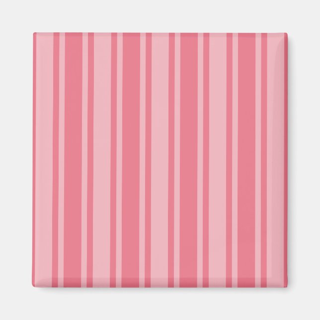 Coral pink candy stripes magnet (Front)