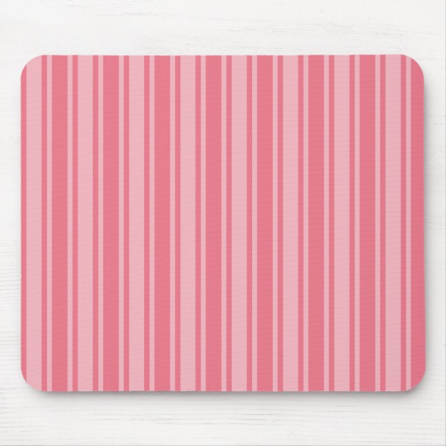 Coral pink candy stripes mouse pad (Front)