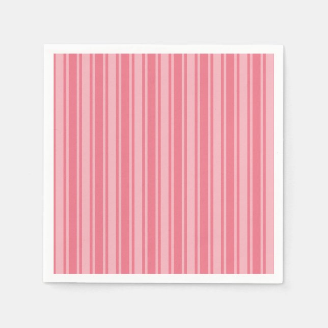 Coral pink candy stripes napkin (Front)
