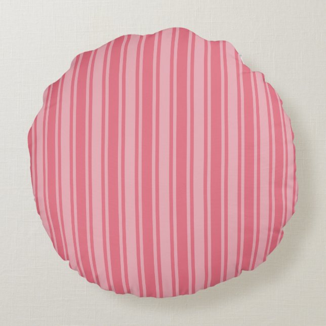 Coral pink candy stripes round cushion (Back)