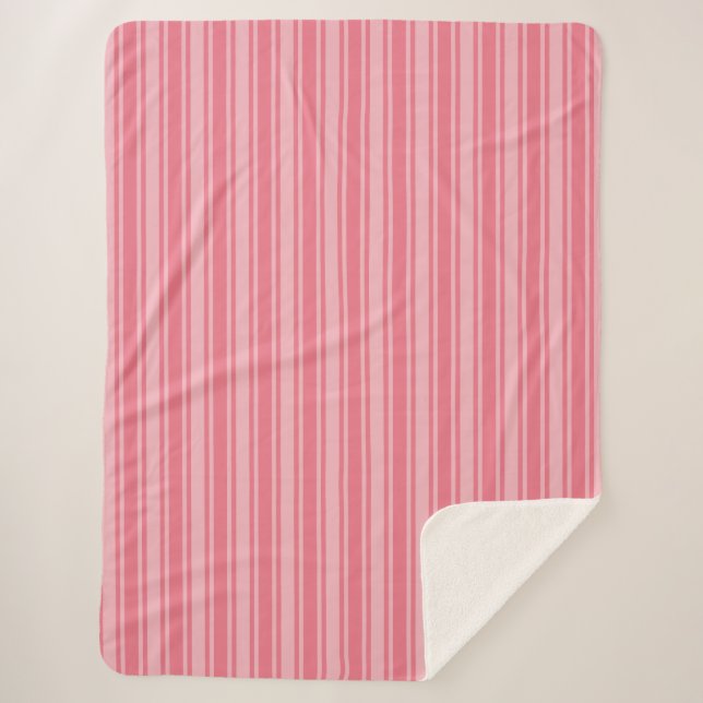 Coral pink candy stripes sherpa blanket (Front)