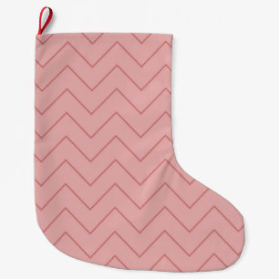Coral Pink Chevron Large Christmas Stocking