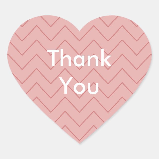 Coral Pink Chevron thank you Heart Sticker (Front)