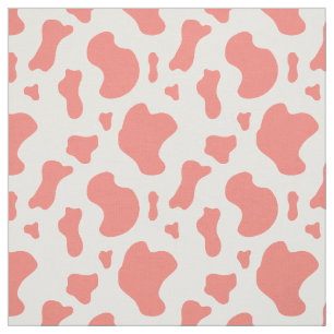 Coral Pink Cow Print  Fabric