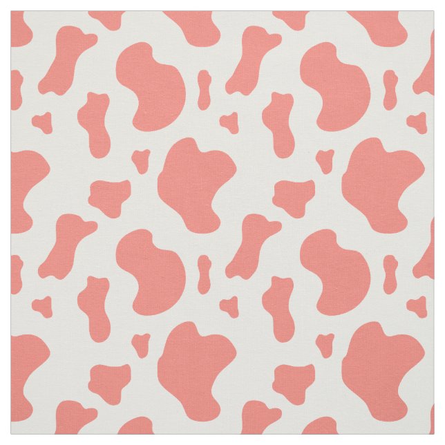 Coral Pink Cow Print  Fabric (Swatch)