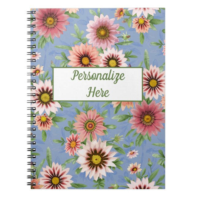 Coral Pink Daisy Floral Notebook (Front)