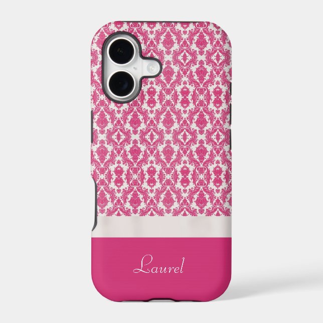 Coral Pink Damask Personalised iPhone 5 Case (Back)
