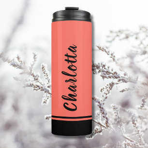 Coral Pink Elegant Minimal Customised Thermal Tumbler
