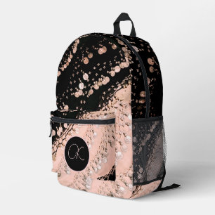 Coral Pink Faux Coin Gypsy Scarf Monogram Printed Backpack