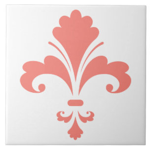 Coral Pink Fleur de lis Tile