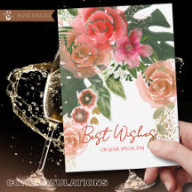 Coral Pink Floral Best Wishes On Your Special Day 