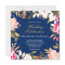 Coral Pink Floral Border on Navy Blue Wedding