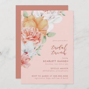 Coral Pink Floral Bridal Brunch Shower Invitation