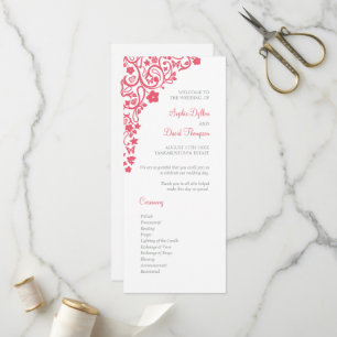 Coral Pink Floral Butterfly Garden Boho Wedding Program