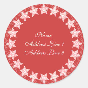 Coral Pink Floral Circle Address Labels