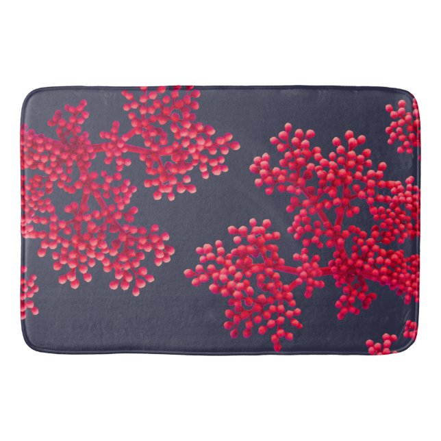Coral Pink Flower Buds Bath Mat (Front)