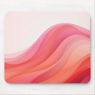 Coral Pink Flowing Gradient Waves Mouse Pad