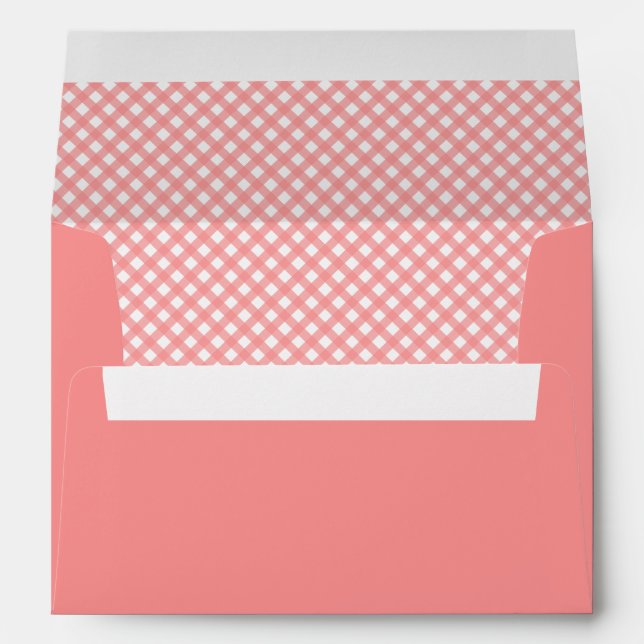 Coral Pink Gingham Pattern Envelopes (Back (Bottom))