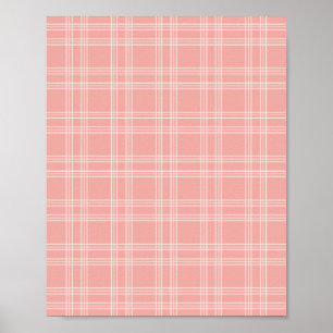 Coral Pink Gingham Poster