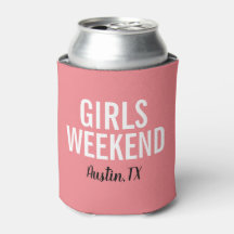 Coral Pink Girls Weekend Can Cooler
