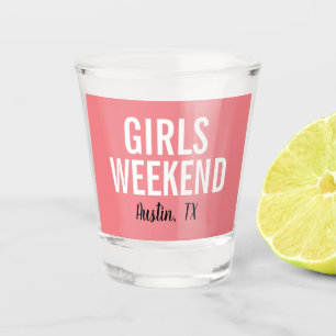 Coral Pink Girls Weekend Shot Glass