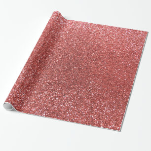 Coral pink glitter wrapping paper