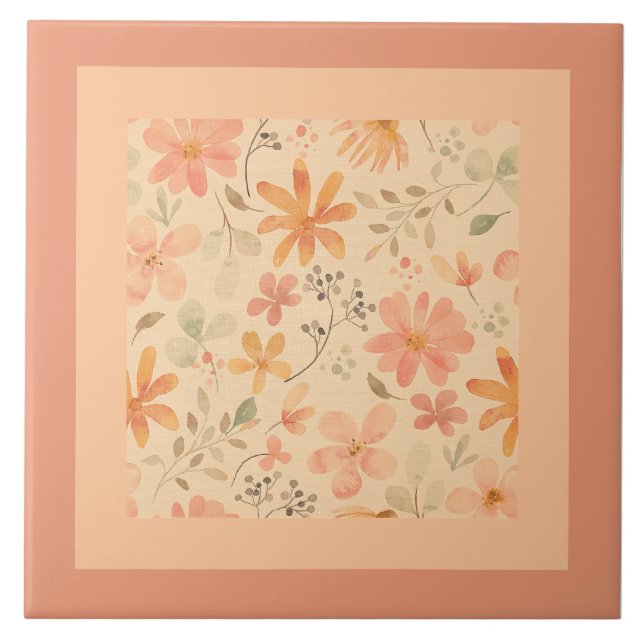 Coral pink golden mix and match ceramic tile (Front)