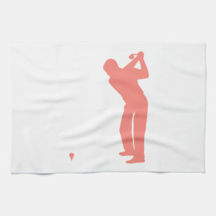 Coral Pink Golf Tea Towel