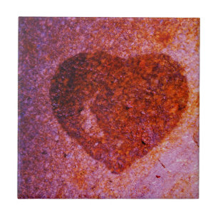coral pink heart ceramic tile