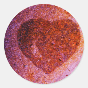 coral pink heart classic round sticker