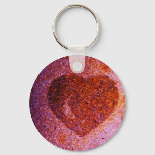 coral pink heart key ring
