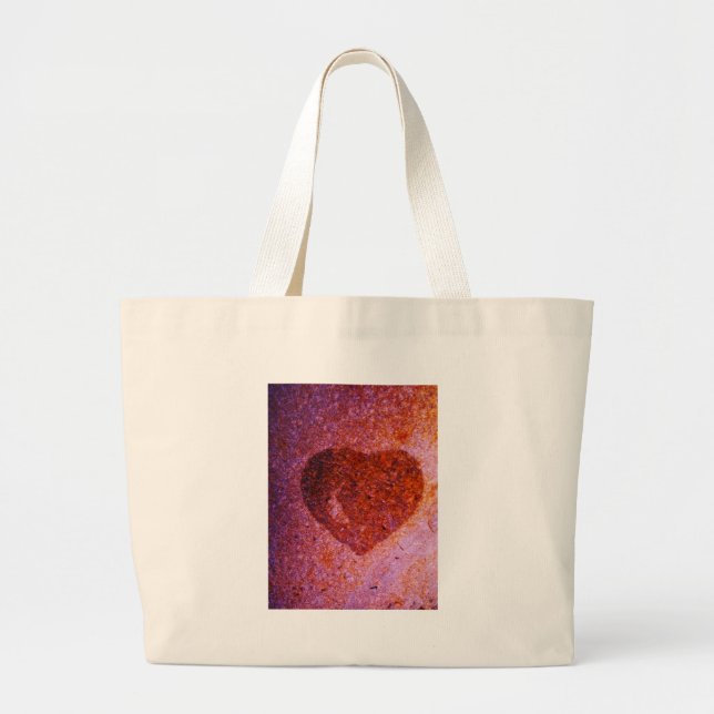 coral pink heart large tote bag (Front)