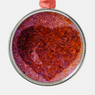 coral pink heart metal ornament