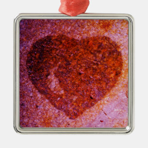 coral pink heart metal ornament