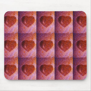 coral pink heart mouse pad