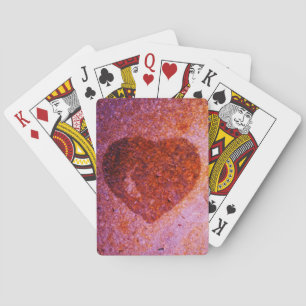 coral pink heart playing cards