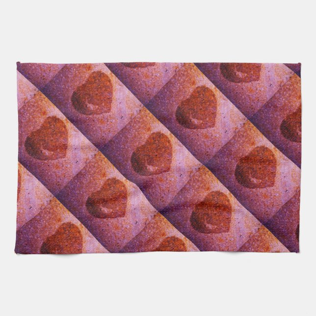 coral pink heart tea towel (Horizontal)