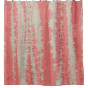 Coral Pink Khaki Abstract Bleed Stripe Shower Curtain