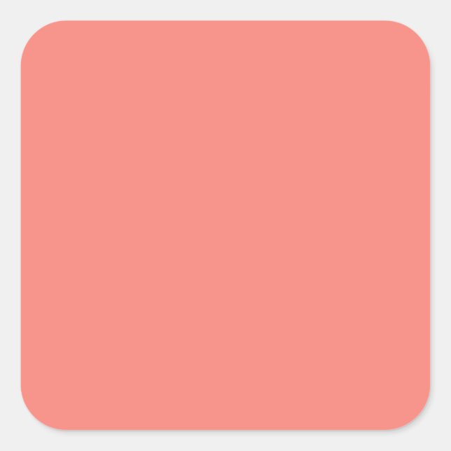 Coral Pink Large Square Sticker (Front)