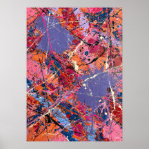 Coral Pink Lavender Abstract Splatter Art