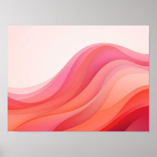 Coral Pink Layered Gradient Waves Poster