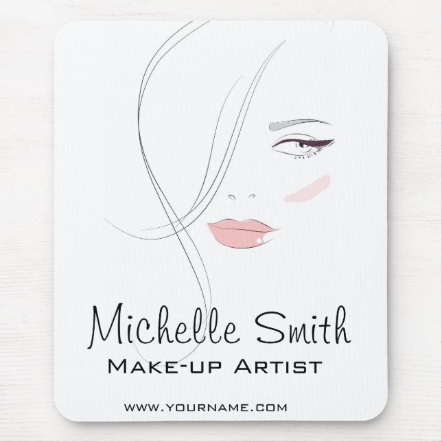 Coral pink lips make up artist  branding mouse pad (Front)