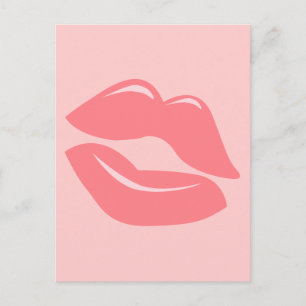 CORAL PINK LUSCIOUS KISS LIPS SHINY LIPGLOSS BEAUT POSTCARD