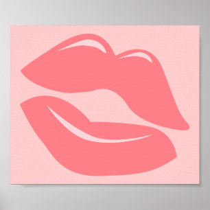 CORAL PINK LUSCIOUS KISS LIPS SHINY LIPGLOSS BEAUT POSTER