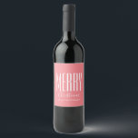 Coral Pink Merry Christmas Personalised Wine Label<br><div class="desc">Coral Pink Merry Christmas Personalised label. Customise the text (shown in white) and choose your background colour (shown in coral pink) Options available to add extra text and or images using Zazzle's customisation tools. Visit our store to view our growing range of matching products, gifts, home decor, gift wrapping supplies...</div>