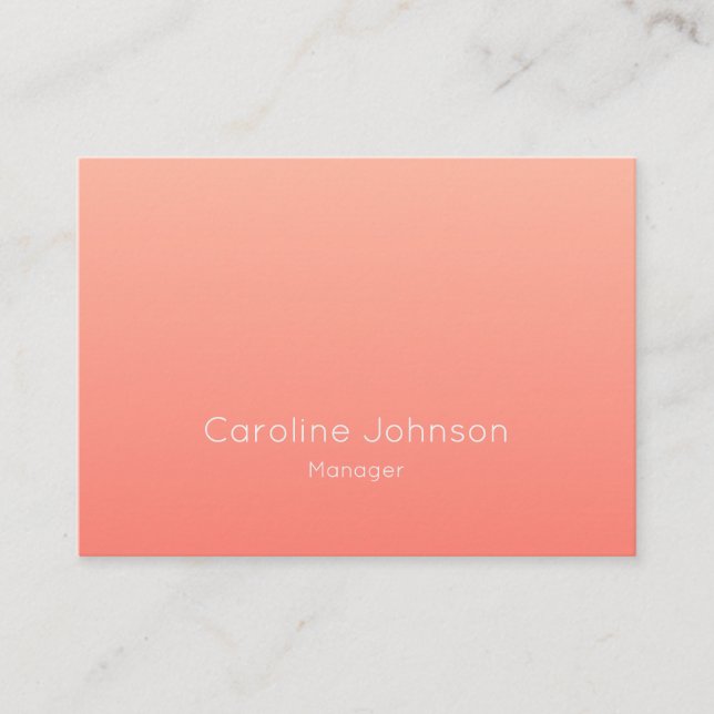 Coral Pink Minimalist Modern Business Card (Front)