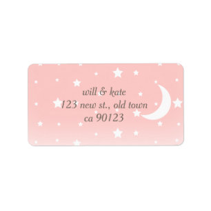 Coral Pink Moon Star Return Address Labels