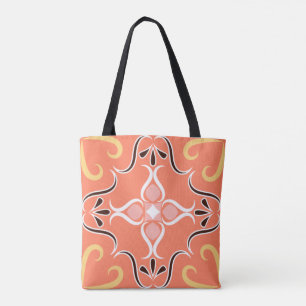 Coral & Pink Moroccan Mosaic Tile Boho Chic Tote Bag
