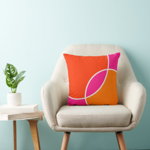 Coral Pink Orange Circles Cushion